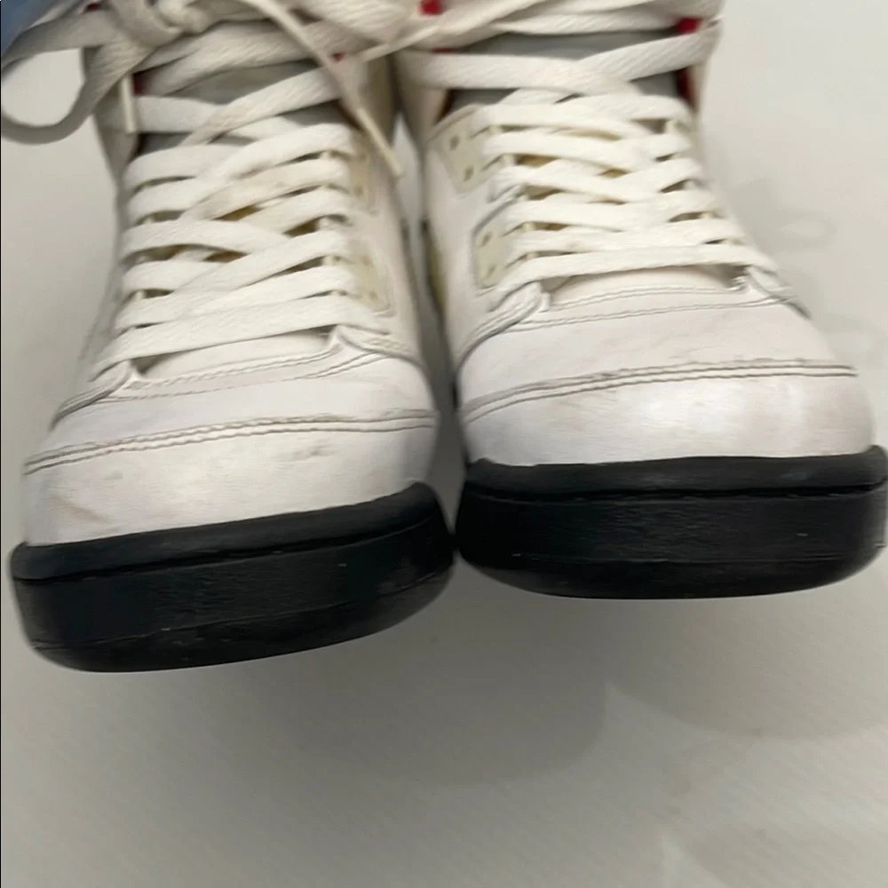 White and Red High-Top Sneakers